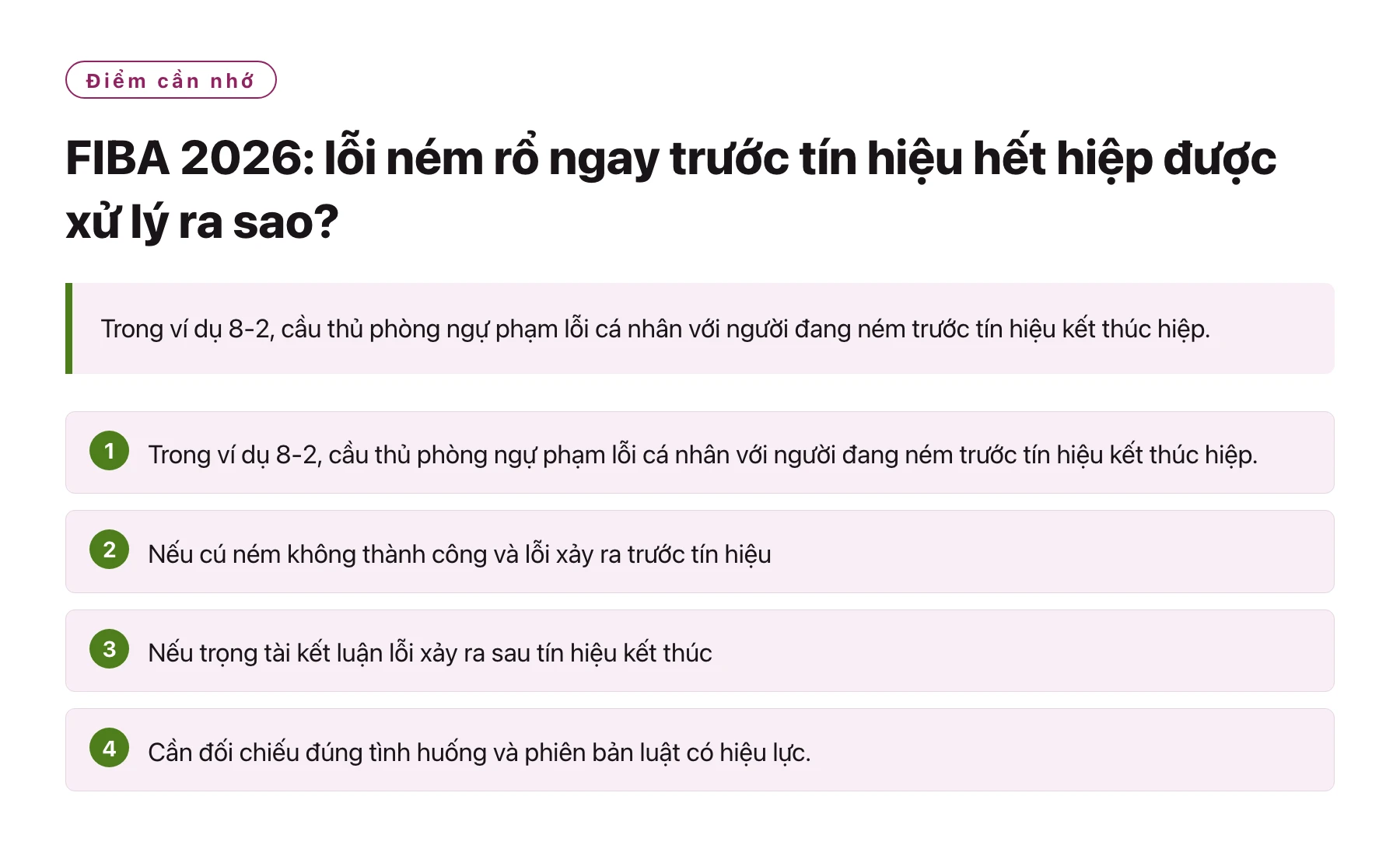 FIBA 2026: lỗi ném rổ ngay trước tín hiệu hết hiệp được xử lý ra sao?——全文要点速览